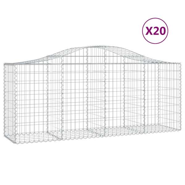 vidaXL kaarekujulised gabioonkorvid 20, 200x50x80/100cm tsingitud raud