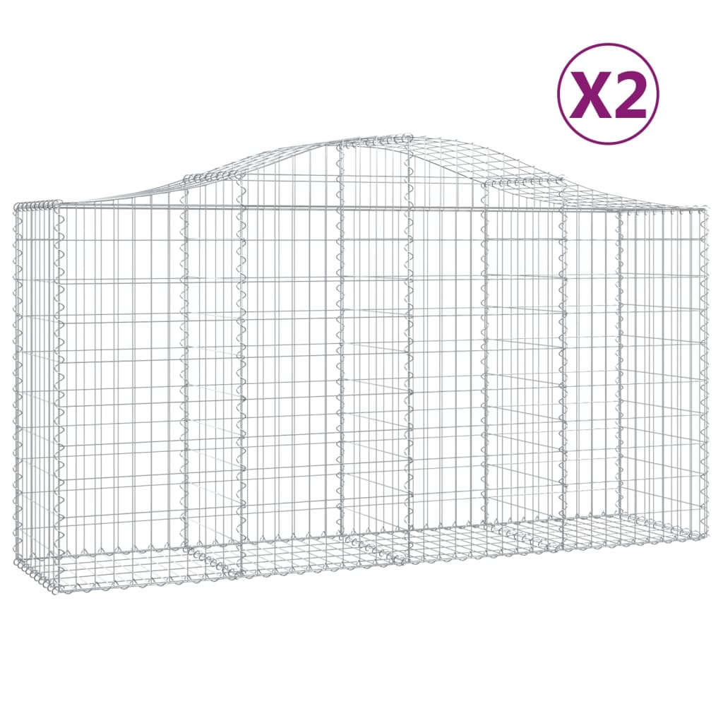 vidaXL Klenuté gabionové koše 2 ks 200x50x100/120cm pozinkované železo