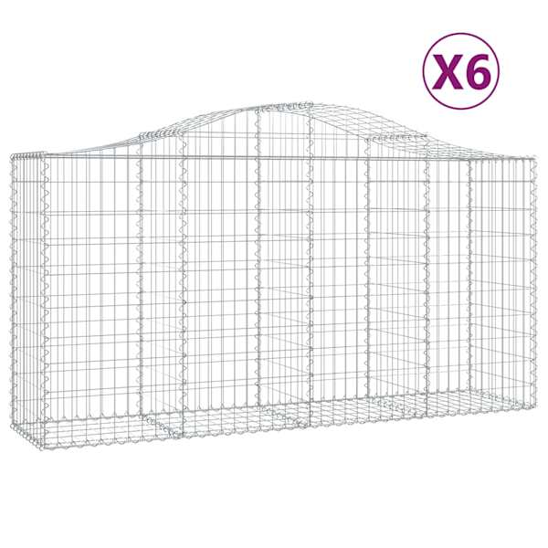 vidaXL kaarekujulised gabioonkorvid 6 tk, 200x50x100/120 cm, raud