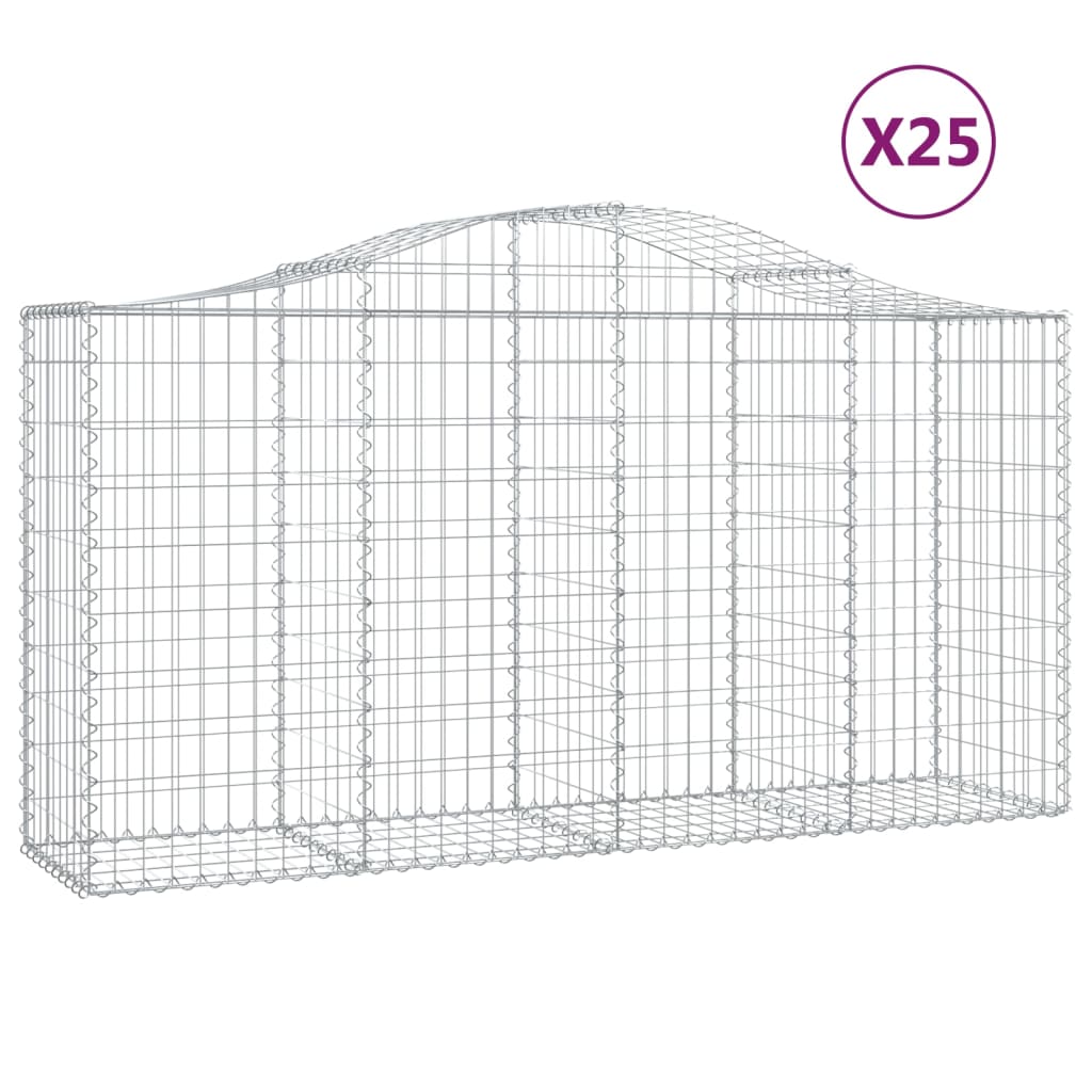 vidaXL Schanskorven 25 st gewelfd 200x50x100/120 cm ijzer
