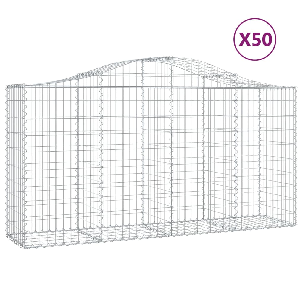 vidaXL Klenuté gabionové koše 50ks 200x50x100/120cm pozinkované železo