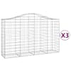 vidaXL kaarekujulised gabioonkorvid 3 tk, 200x50x120/140 cm, raud