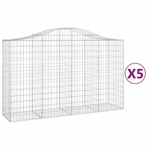 vidaXL kaarekujulised gabioonkorvid 5 tk, 200x50x120/140 cm, raud