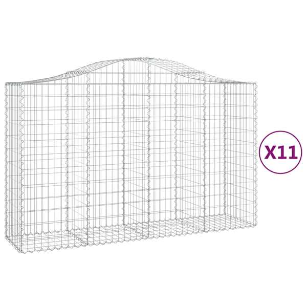vidaXL kaarekujulised gabioonkorvid 11 tk, 200x50x120/140 cm, raud