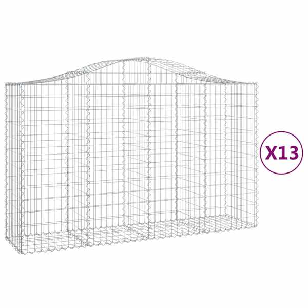 vidaXL kaarekujulised gabioonkorvid 13 tk, 200x50x120/140 cm, raud