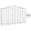 vidaXL kaarekujulised gabioonkorvid 15 tk, 200x50x120/140 cm, raud