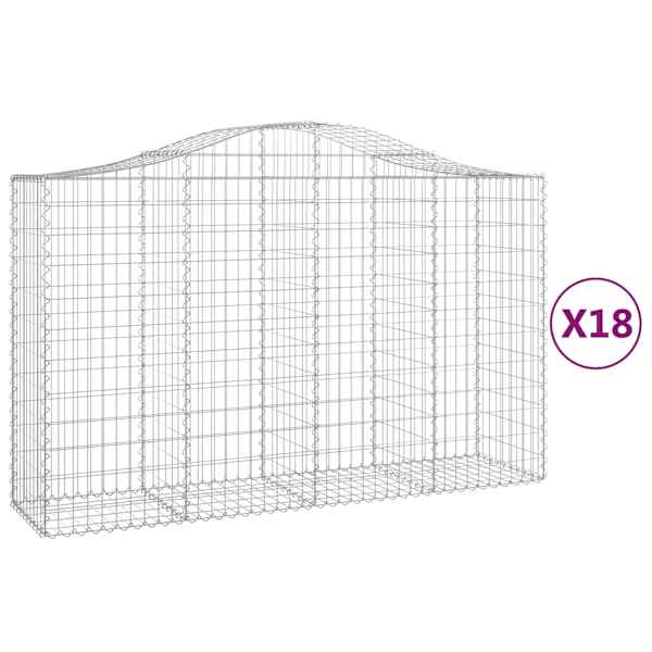 vidaXL kaarekujulised gabioonkorvid 18 tk, 200x50x120/140 cm, raud