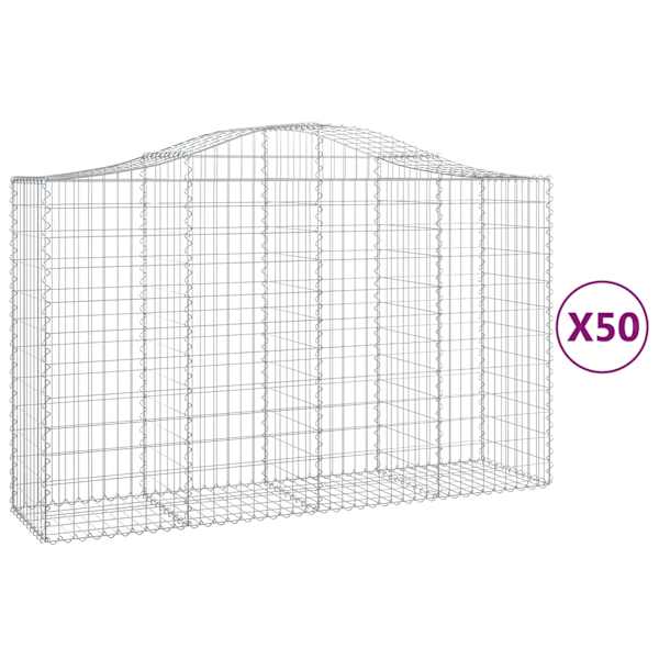 vidaXL kaarekujulised gabioonkorvid 50 tk, 200x50x120/140 cm, raud