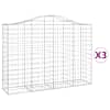 vidaXL kaarekujulised gabioonkorvid 3 tk, 200x50x140/160 cm, raud