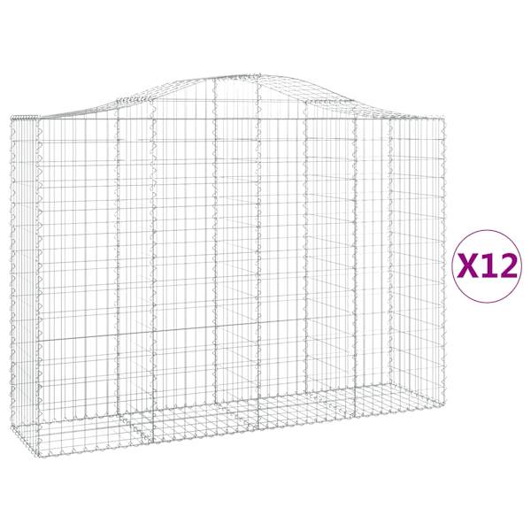 vidaXL kaarekujulised gabioonkorvid 12 tk, 200x50x140/160 cm, raud
