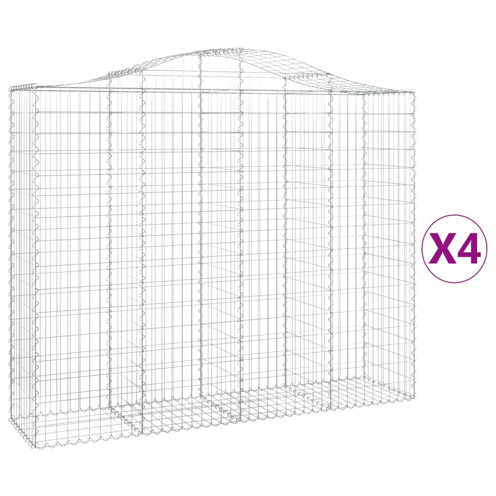 vidaXL Klenuté gabionové koše 4 ks 200x50x160/180cm pozinkované železo