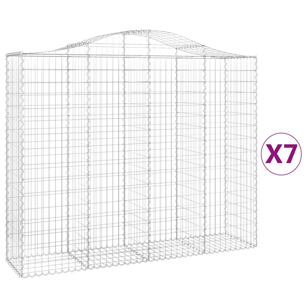 vidaXL Oblúkové gabiónové koše 7ks 200x50x160/180cm pozinkované železo