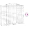 vidaXL kaarekujulised gabioonkorvid 9 tk, 200x50x160/180 cm, raud