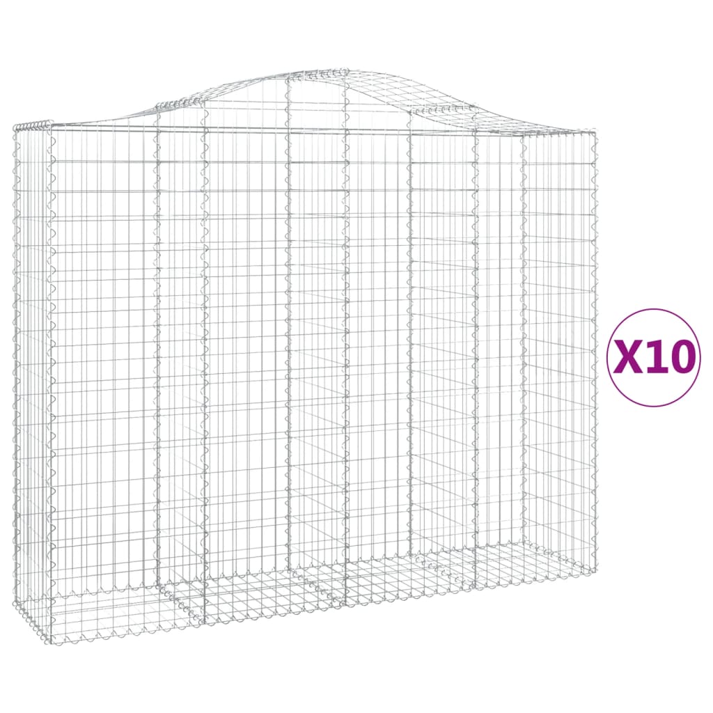 vidaXL Oblúkové gabiónové koše 10 ks 200x50x160/180 pozinkované železo