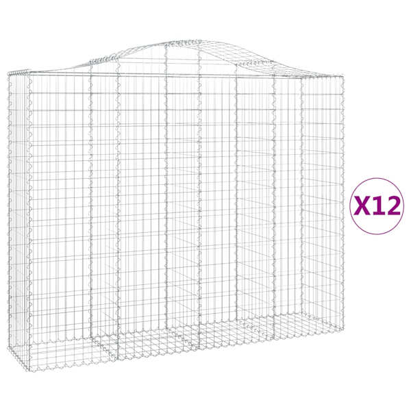vidaXL kaarekujulised gabioonkorvid 12 tk, 200x50x160/180 cm, raud