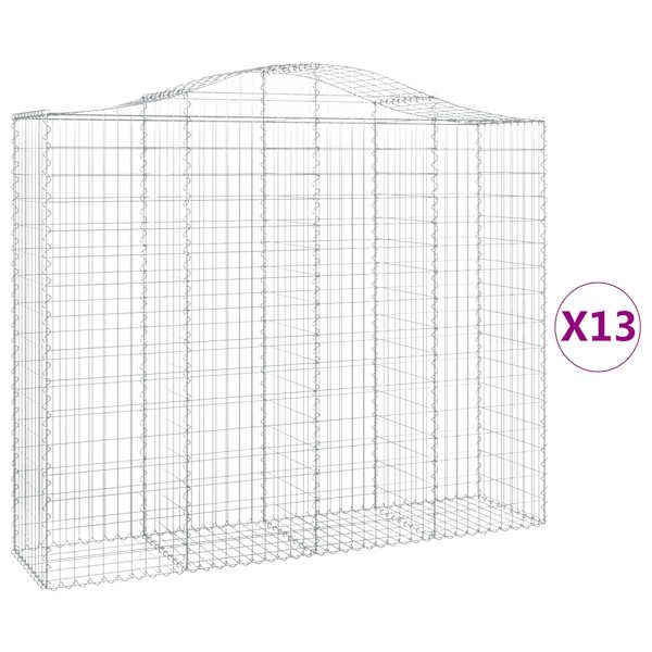 vidaXL kaarekujulised gabioonkorvid 13 tk, 200x50x160/180 cm, raud