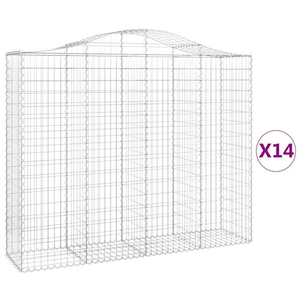 vidaXL kaarekujulised gabioonkorvid 14 tk, 200x50x160/180 cm, raud