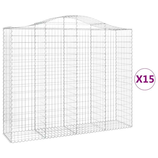 vidaXL kaarekujulised gabioonkorvid 15 tk, 200x50x160/180 cm, raud