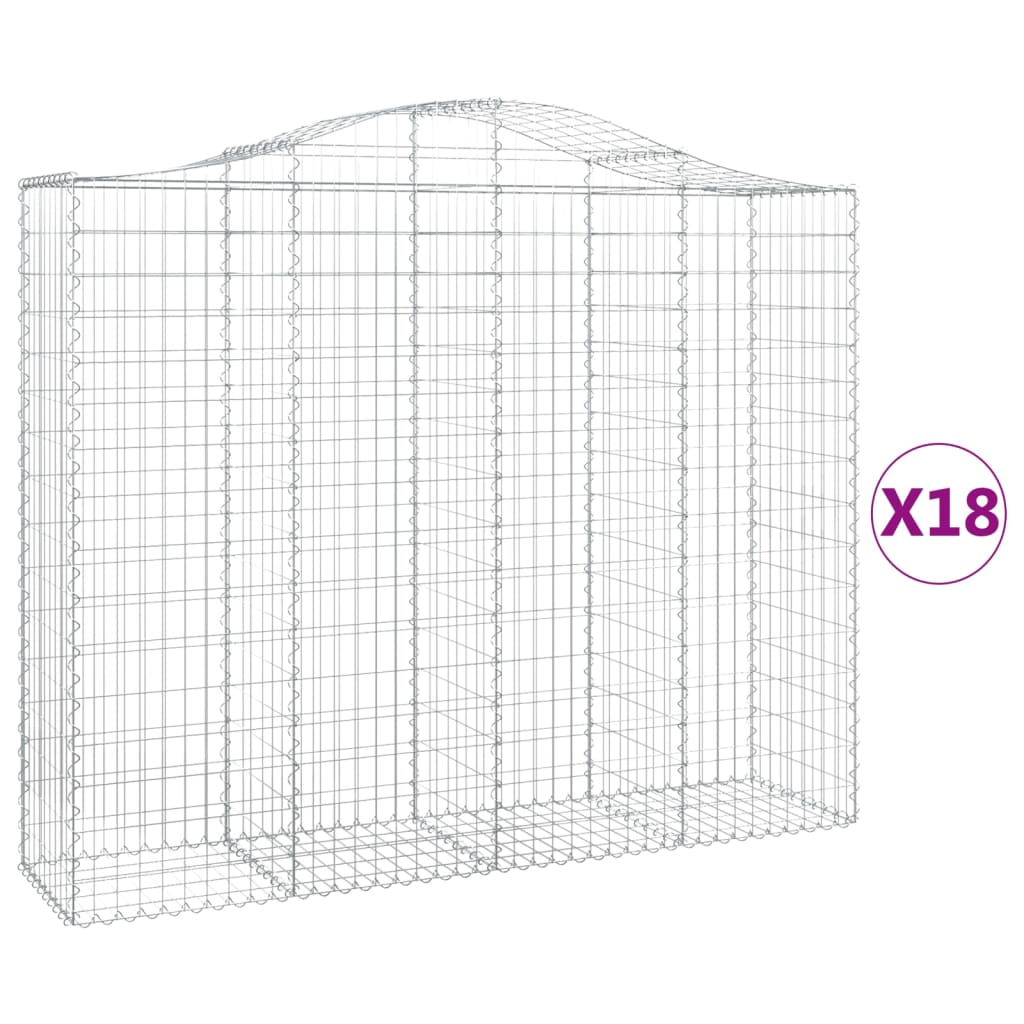 vidaXL Oblúkové gabiónové koše 18 ks 200x50x160/180 pozinkované železo