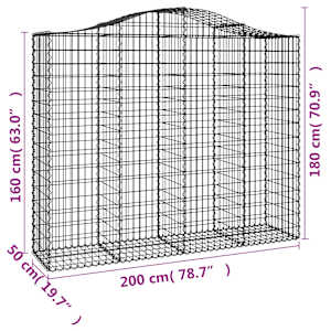 Klenuté gabionové koše 50ks 200x50x160/180cm pozinkované železo - obrázek 6