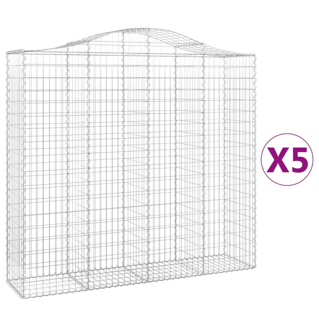 5 db íves horganyzott vas gabion kosár 200x50x180/200 cm