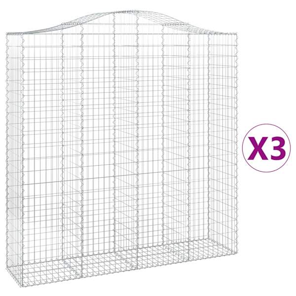 vidaXL kaarekujulised gabioonkorvid 3 tk, 200x50x200/220 cm, raud