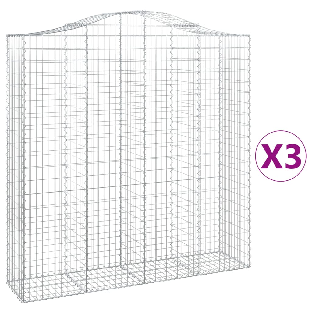 vidaXL Oblúkový gabionový kôš 3 ks 200x50x200/220cm pozinkované železo