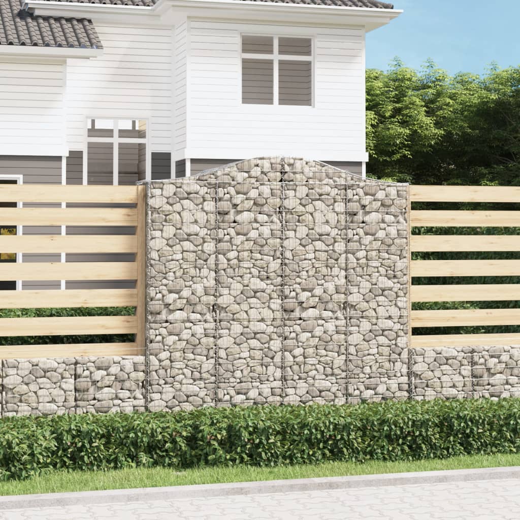 vidaXL Paniers à gabions arqués 3 pcs 200x50x200/220 cm Fer galvanisé