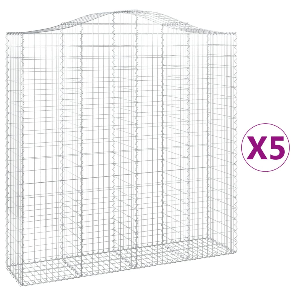 vidaXL Oblúkový gabionový kôš 5 ks 200x50x200/220cm pozinkované železo