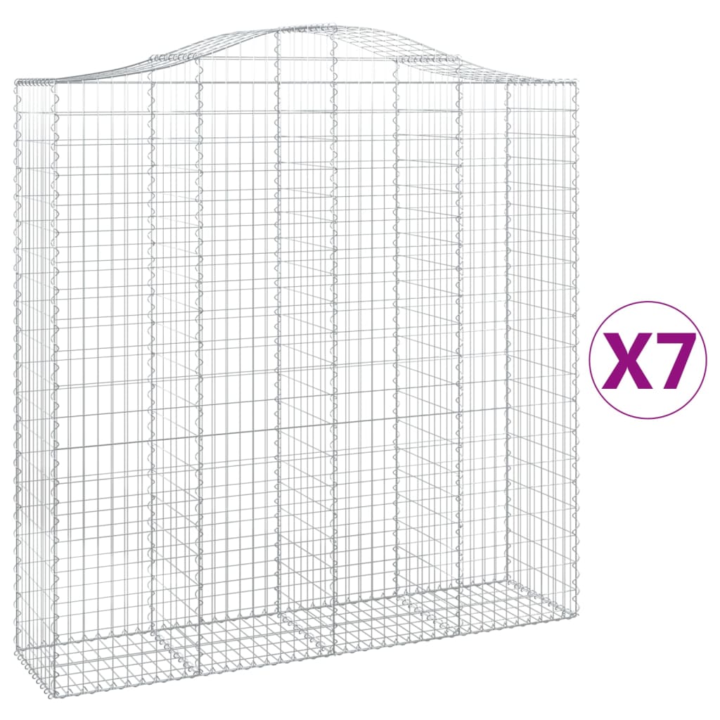 vidaXL Klenuté gabionové koše 7 ks 200x50x200/220cm pozinkované železo