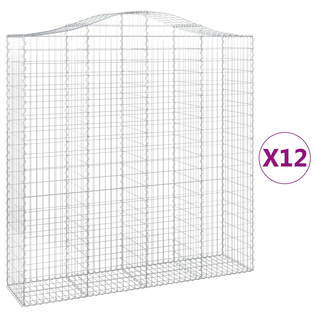 12 db íves horganyzott vas gabion kosár 200x50x200/220 cm