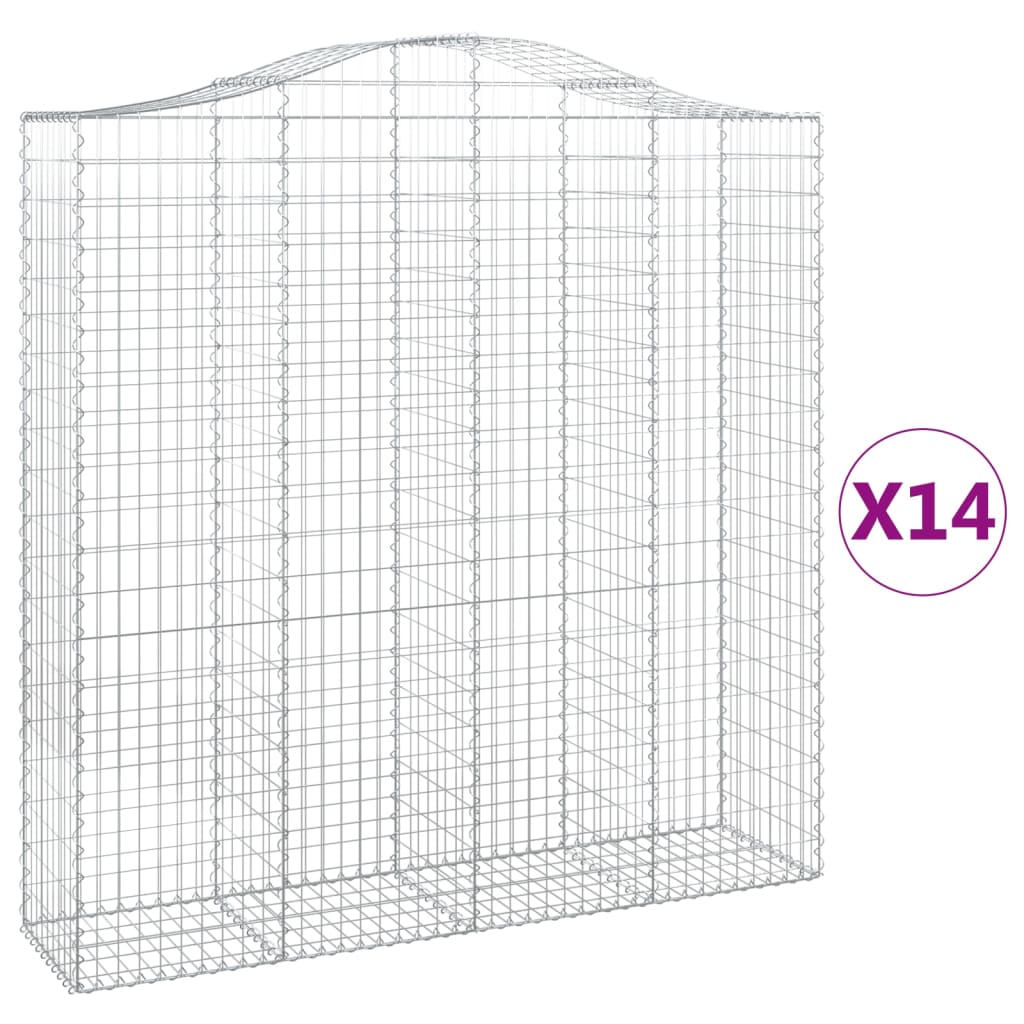 Coșuri gabion arcuite, 14 buc 200x50x200/220cm, fier galvanizat