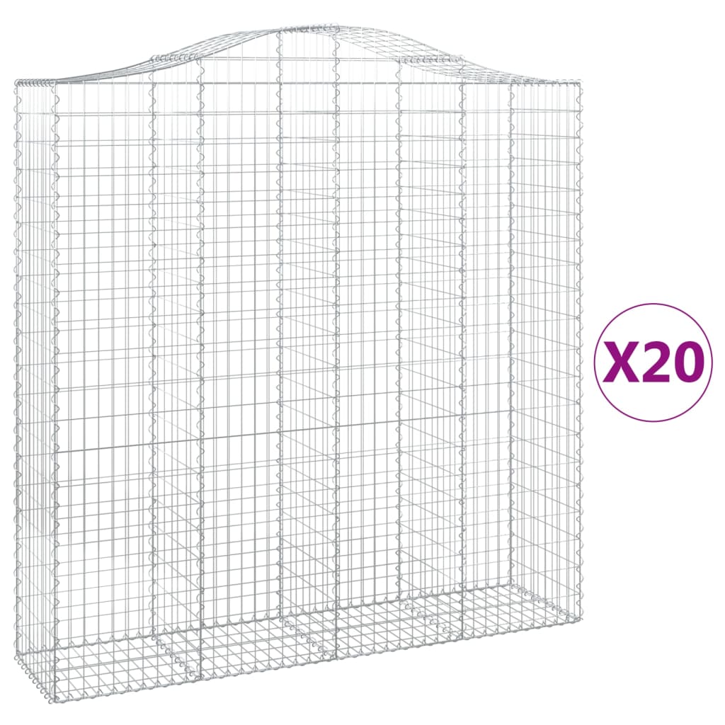 Coșuri gabion arcuite, 20 buc 200x50x200/220cm, fier galvanizat