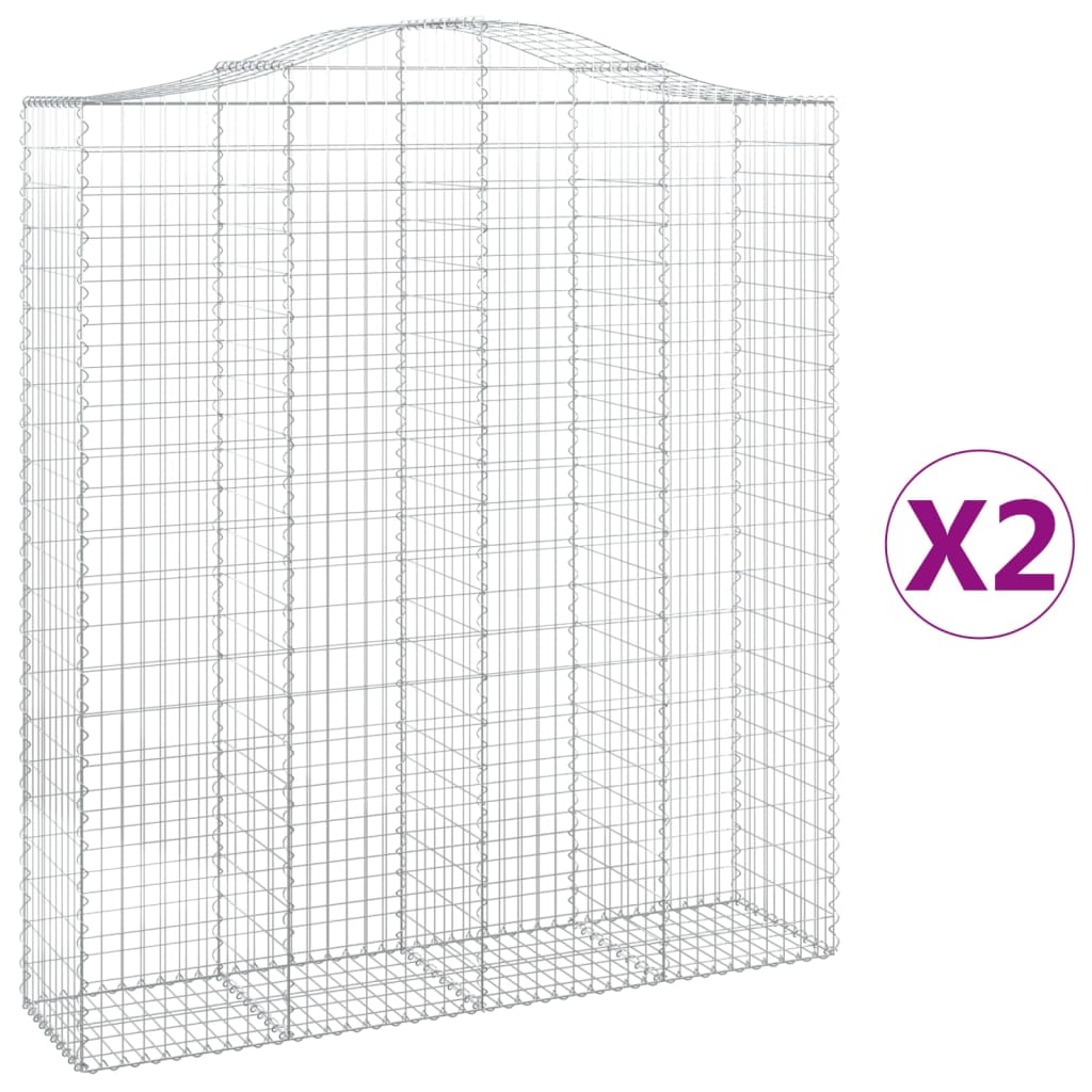 vidaXL Oblúkový gabionový kôš 2 ks 200x50x220/240cm pozinkované železo