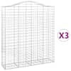vidaXL kaarekujulised gabioonkorvid 3 tk, 200x50x220/240 cm, raud