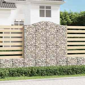 Obokane gabion košare 3 kosi 200x50x220/240 cm pocinkano železo