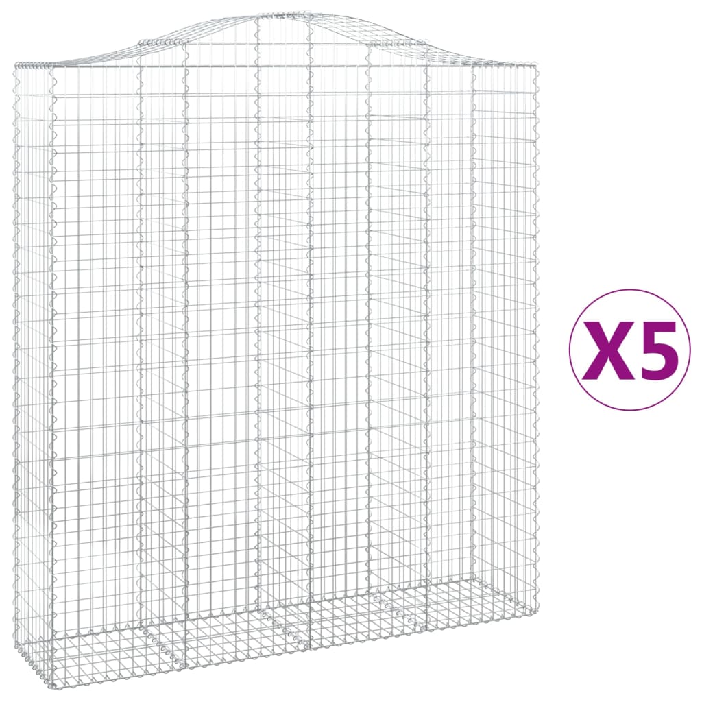 vidaXL Oblúkový gabionový kôš 5 ks 200x50x220/240cm pozinkované železo