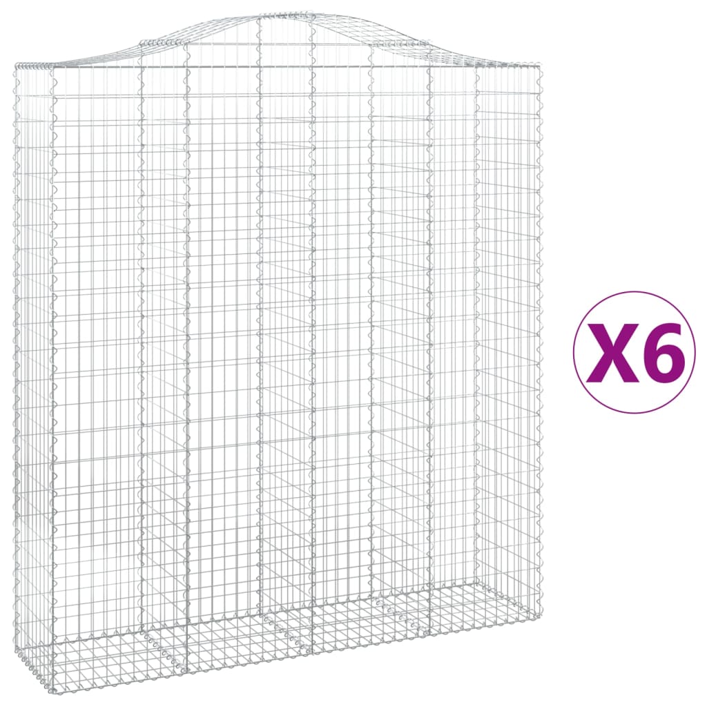 vidaXL Oblúkový gabionový kôš 6 ks 200x50x220/240cm pozinkované železo