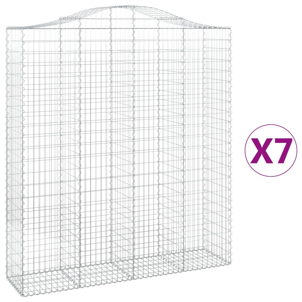 vidaXL Klenuté gabionové koše 7 ks 200x50x220/240cm pozinkované železo