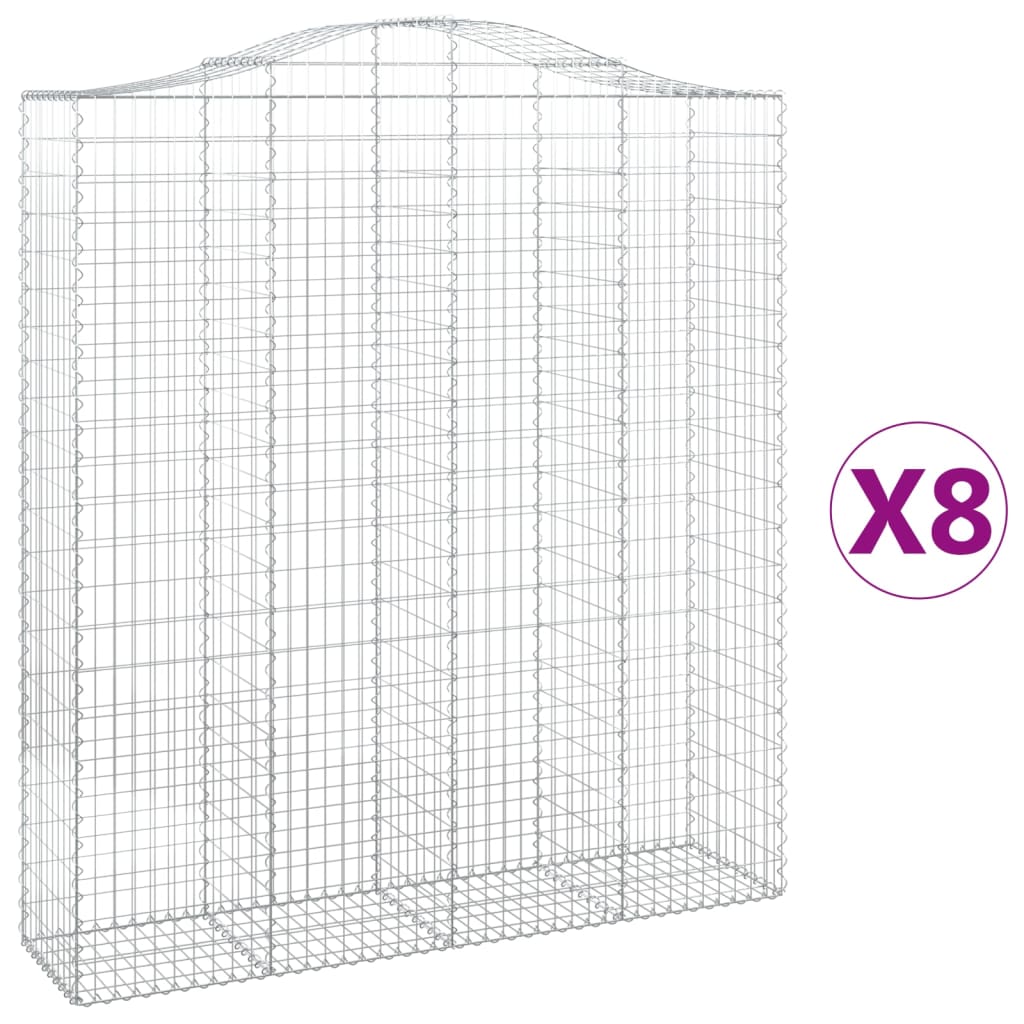 vidaXL Klenuté gabionové koše 8 ks 200x50x220/240cm pozinkované železo