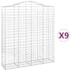 vidaXL kaarekujulised gabioonkorvid 9 tk, 200x50x220/240 cm, raud
