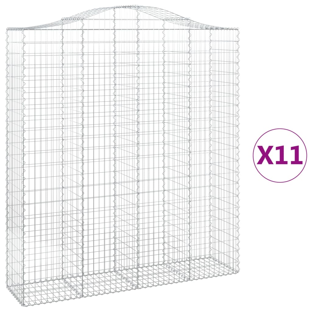 vidaXL Klenuté gabionové koše 11ks 200x50x220/240cm pozinkované železo