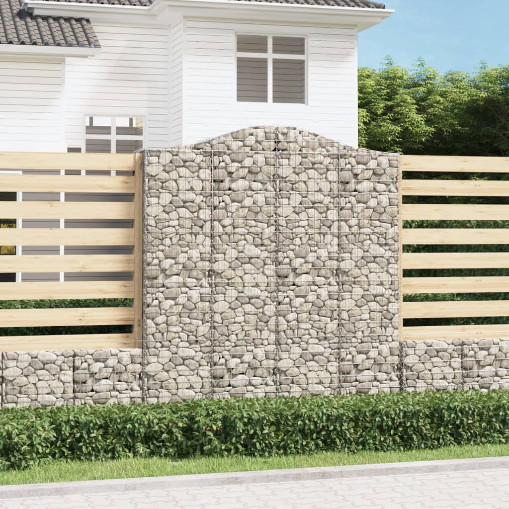 vidaXL buede gabionkurve 12 stk. 200x50x220/240 cm galvaniseret jern