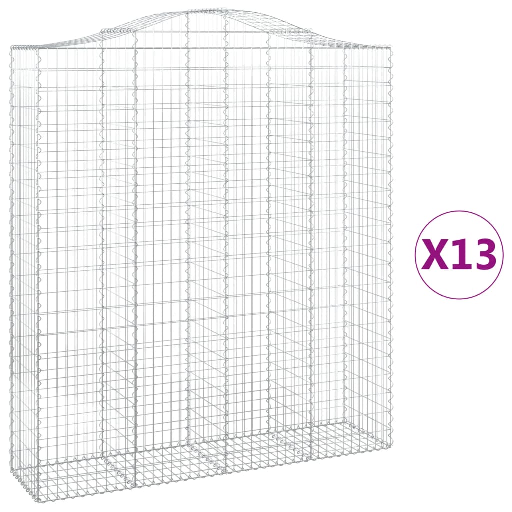vidaXL Oblúkový gabionový kôš 13ks 200x50x220/240cm pozinkované železo
