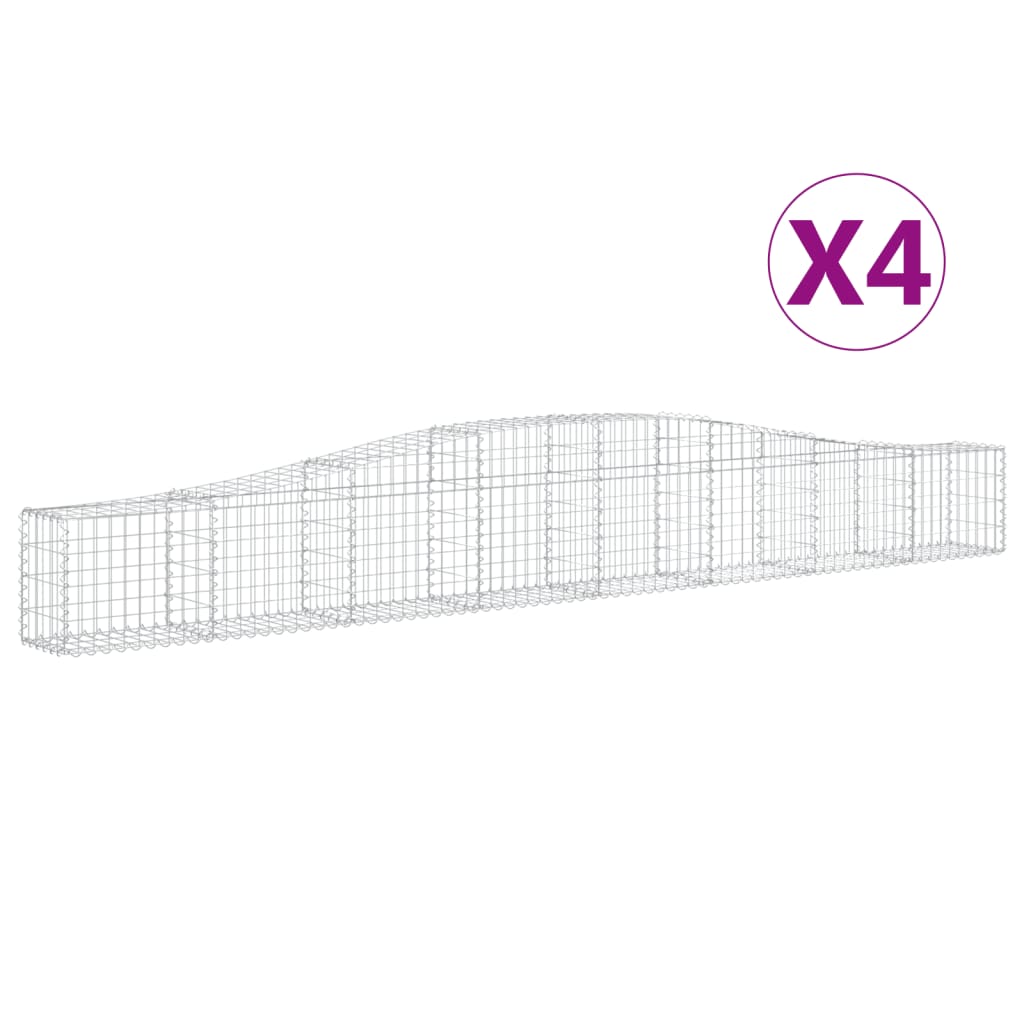 vidaXL Oblúkový gabionový kôš 4 ks 400x30x40/60 cm pozinkované železo