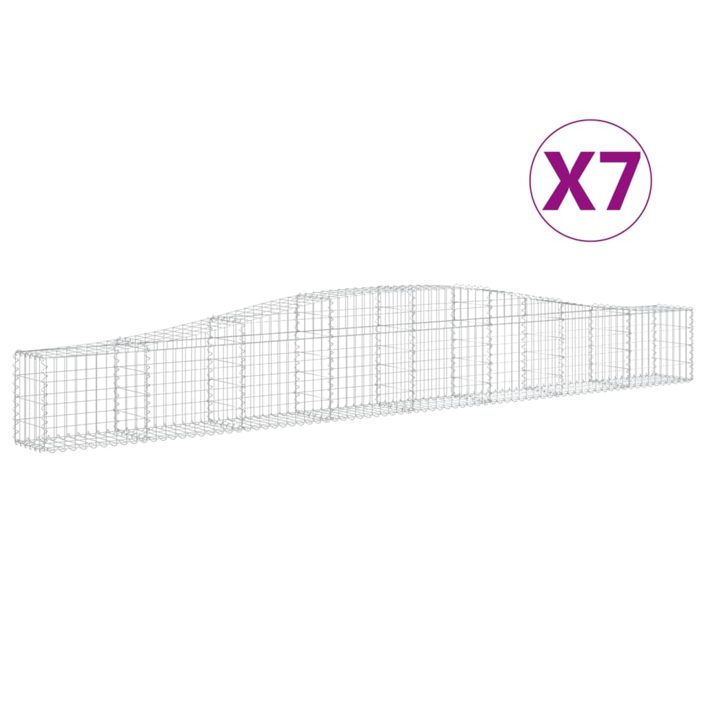 vidaXL Oblúkový gabionový kôš 7 ks 400x30x40/60 cm pozinkované železo
