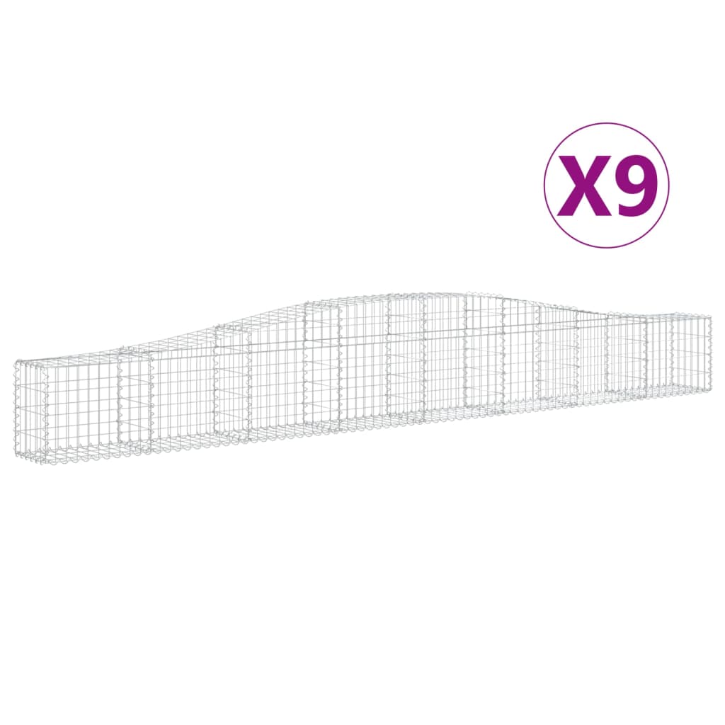 vidaXL Oblúkový gabionový kôš 9 ks 400x30x40/60 cm pozinkované železo