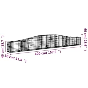 Klenuté gabionové koše 10 ks 400x30x40/60 cm pozinkované železo - obrázek 6