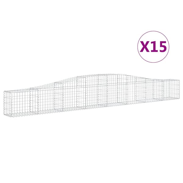 vidaXL kaarekujulised gabioonkorvid 15 tk, 400x30x40/60 cm, raud