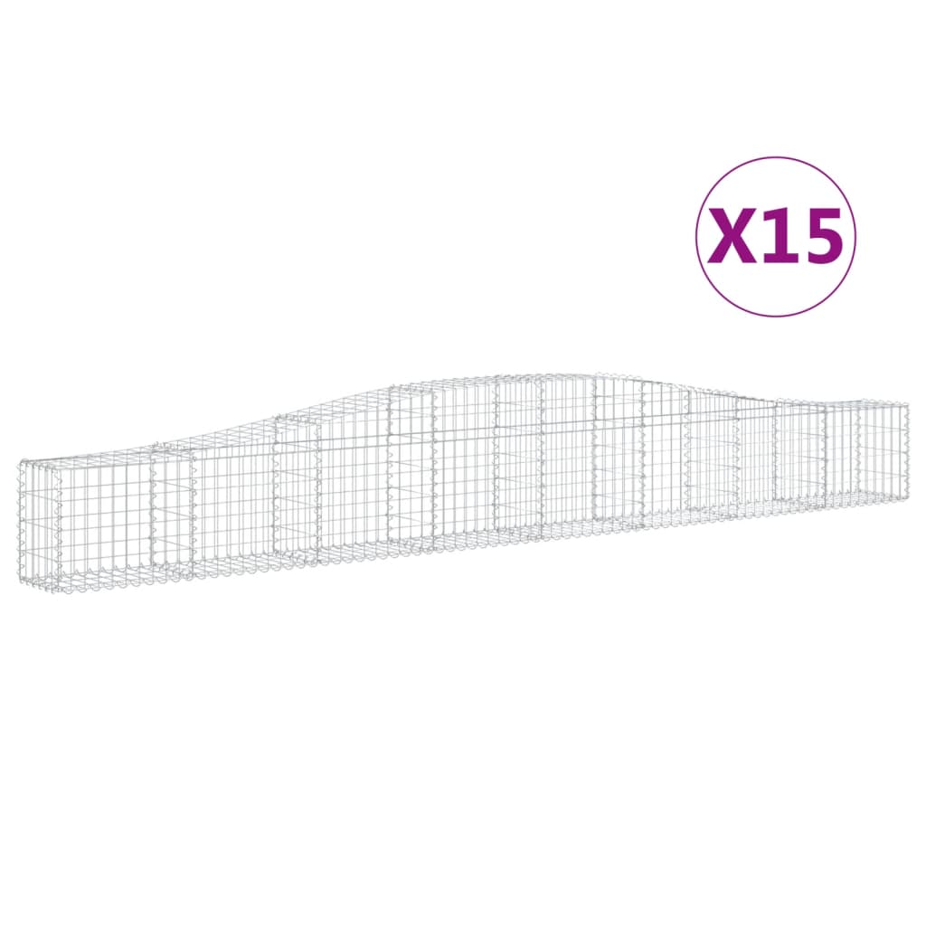 vidaXL Klenuté gabionové koše 15 ks 400x30x40/60 cm pozinkované železo